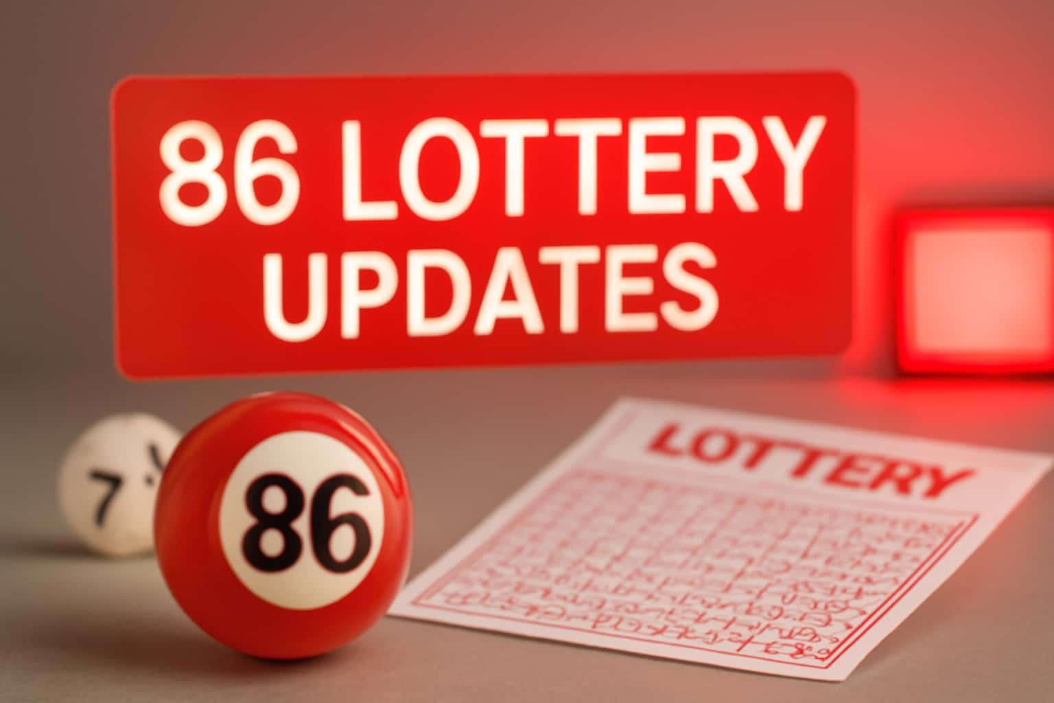 Visual representation of 86 Lottery Updates with informative elements.