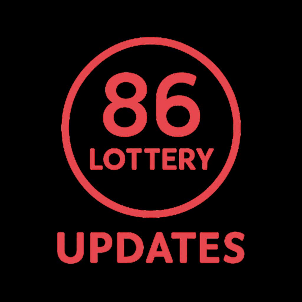 Icon badge for 86 Lottery Updates, clean design.