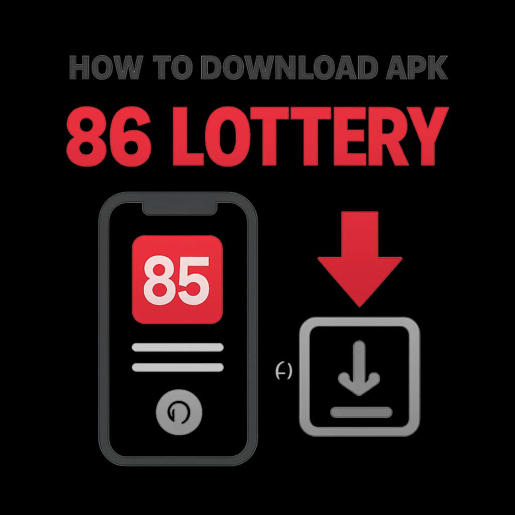 Illustration showing steps for downloading the 86 Lottery APK.