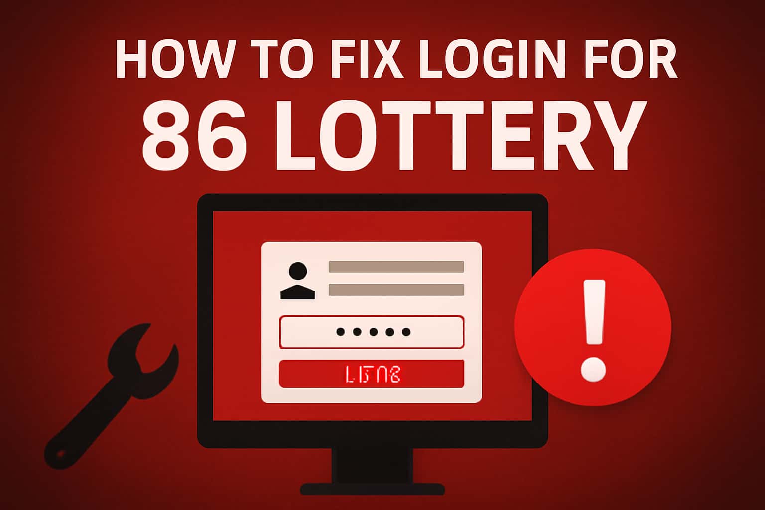 Informational image on fixing login issues for the 86 Lottery app.