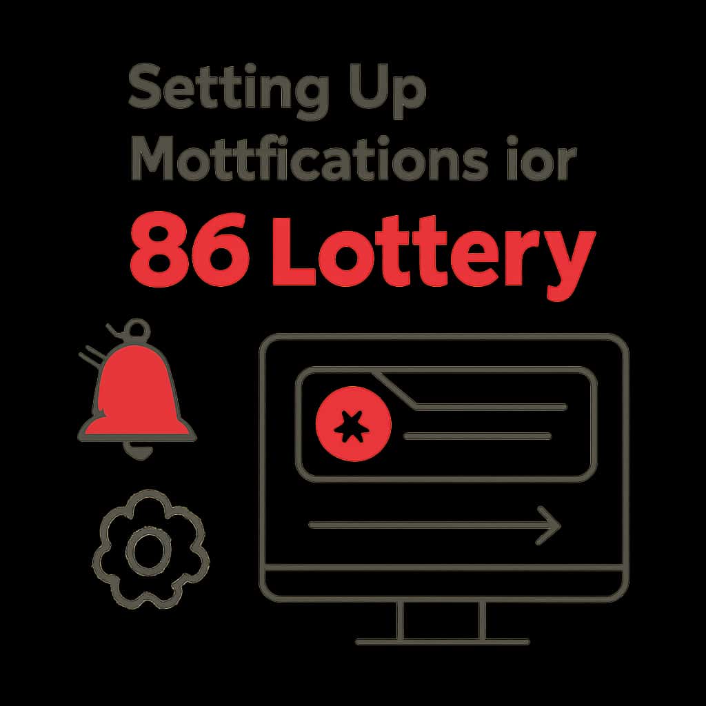 Illustration explaining the steps to set up notifications for the 86 Lottery.