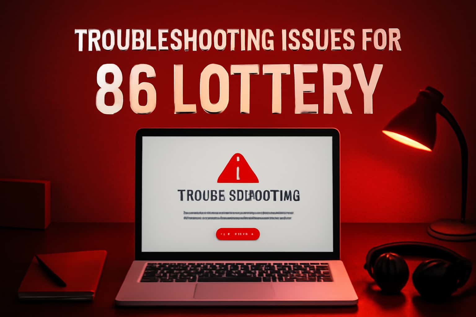 An informative graphic representing troubleshooting for the 86 Lottery app.