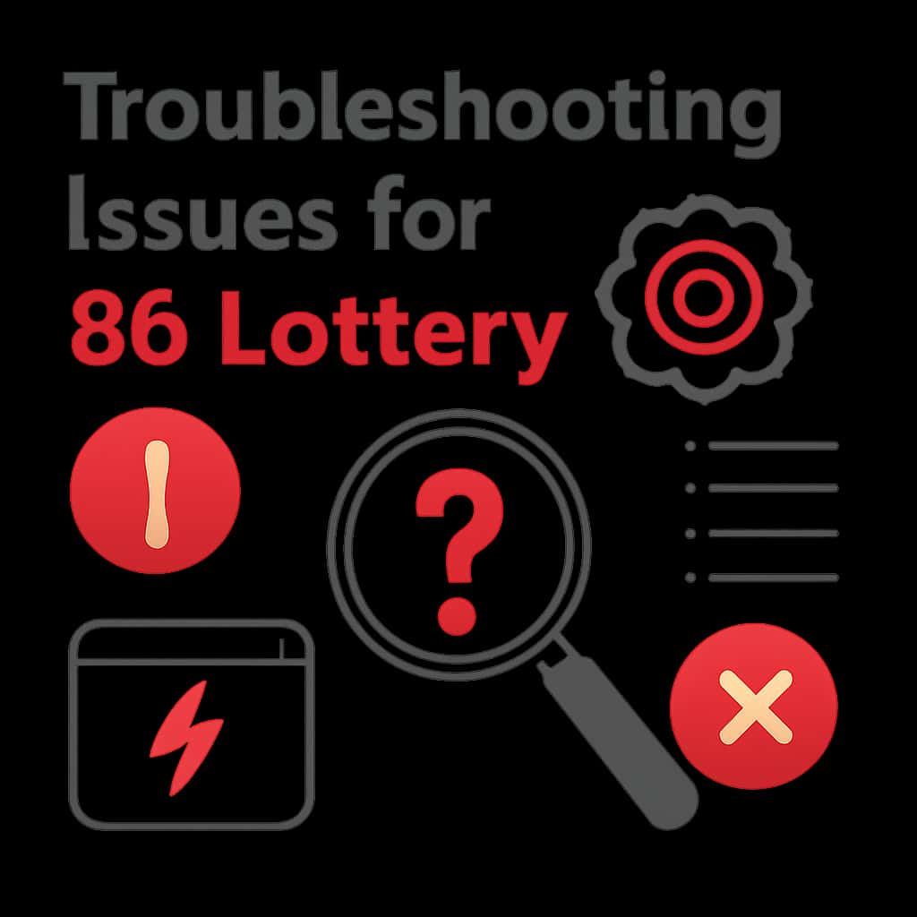 An educational diagram regarding troubleshooting for the 86 Lottery app.