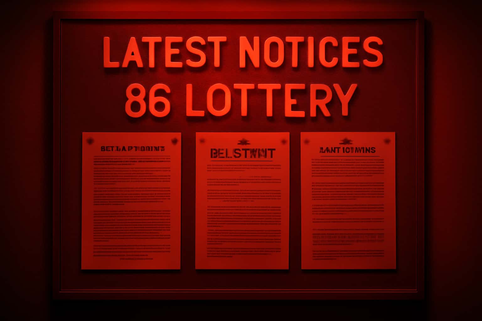 Informational scene depicting Latest 86 Lottery Notices updates.